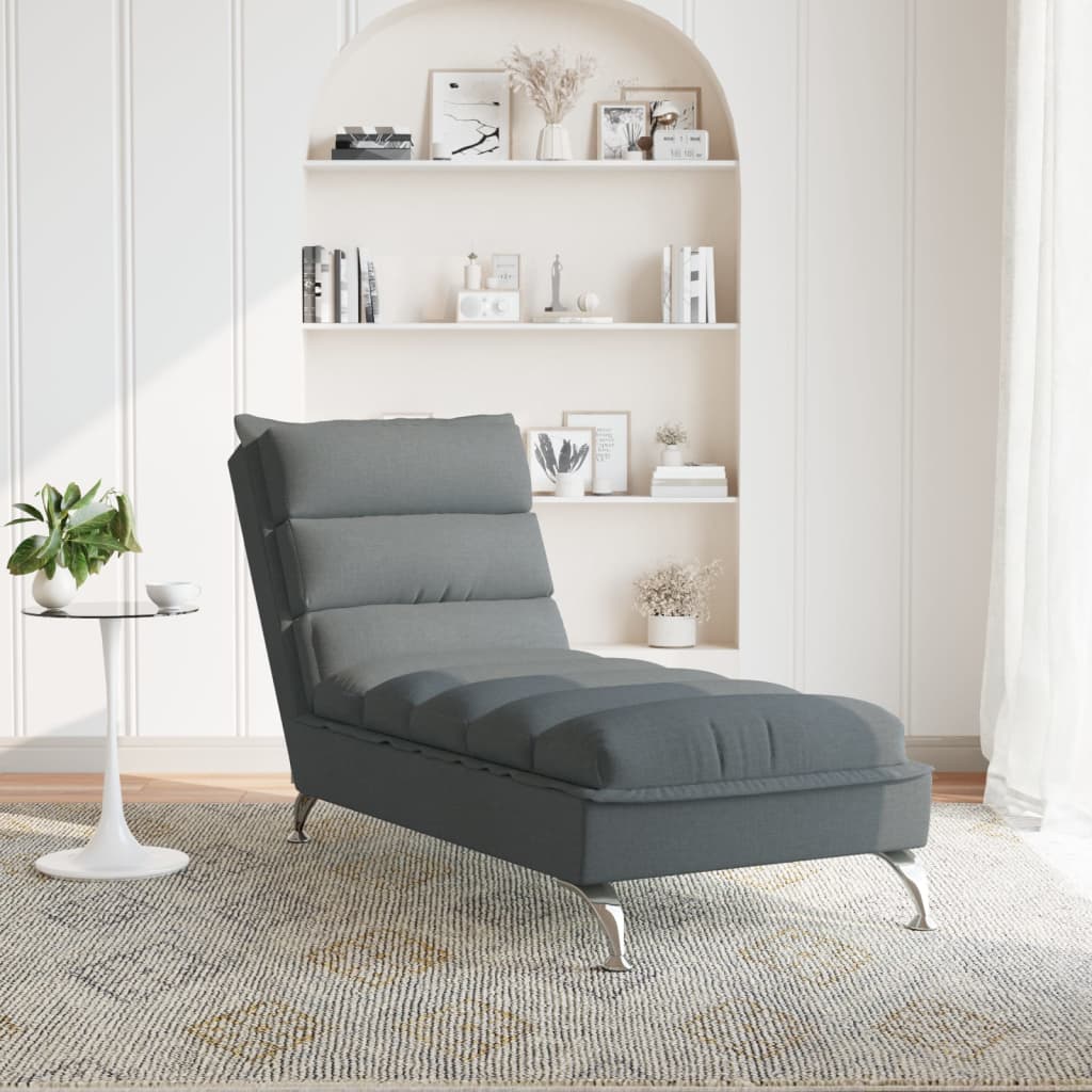 Chaise lounge com almofadões tecido cinzento-escuro