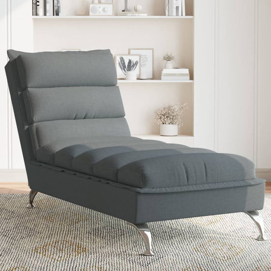 Chaise lounge com almofadões tecido cinzento-escuro