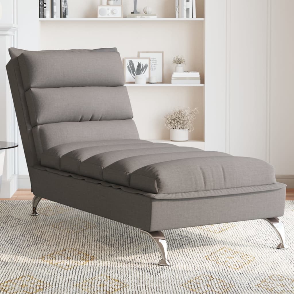 Chaise lounge com almofadões tecido cinzento-acastanhado