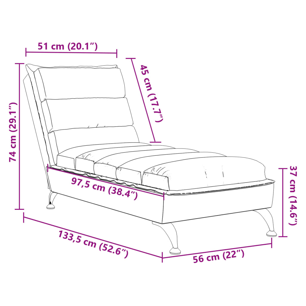 Chaise lounge com almofadões tecido cinzento-acastanhado