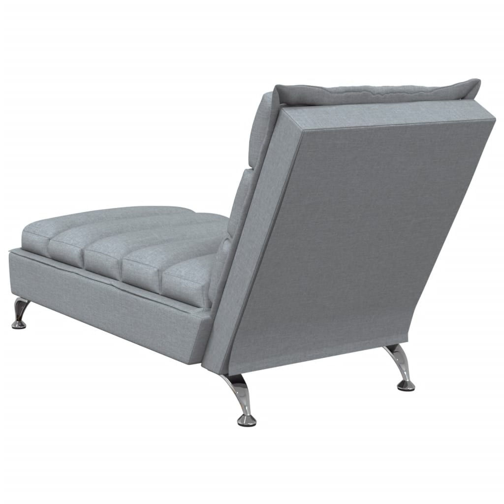 Chaise lounge de massagem com almofadões tecido cinzento-claro