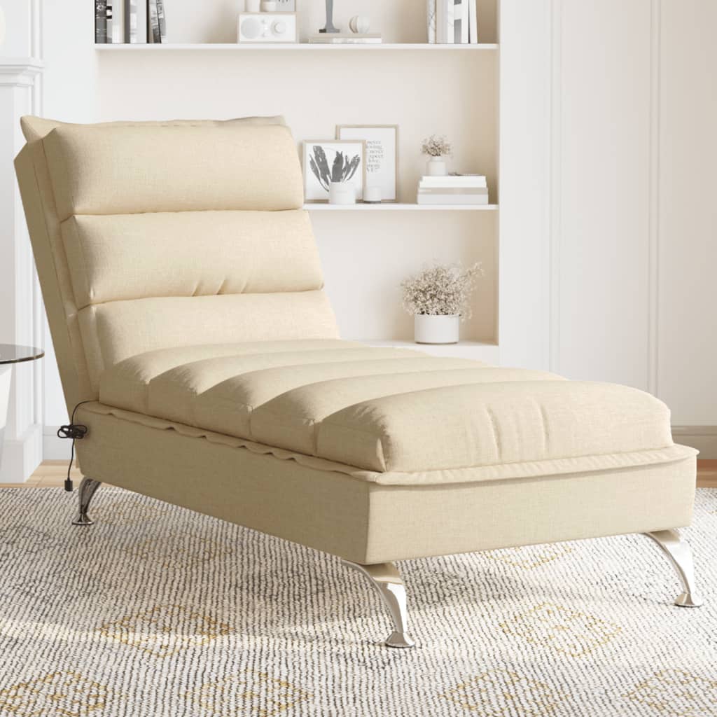 Chaise lounge de massagem com almofadões tecido creme