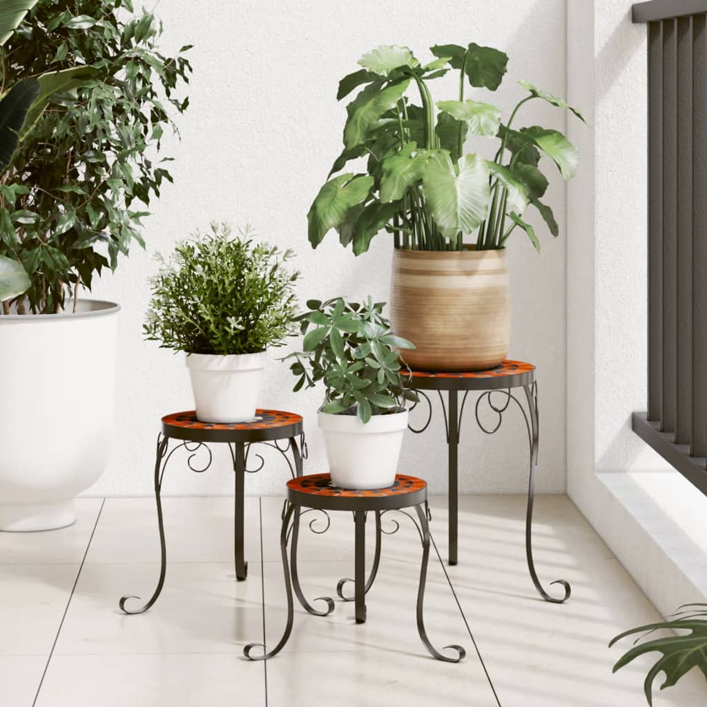 Suportes de plantas 3 pcs cerâmica terracota e branco