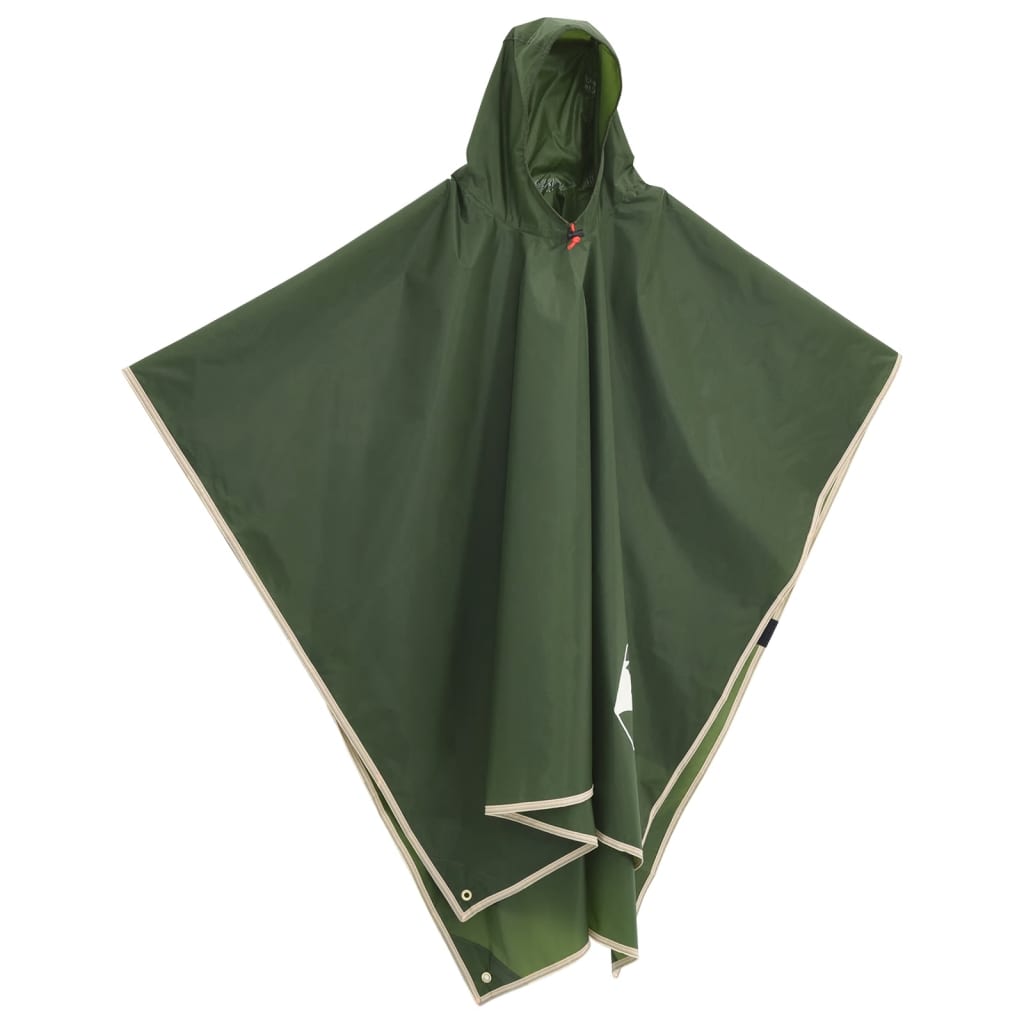 Poncho de chuva com capuz design 2 em 1 223x145 cm verde