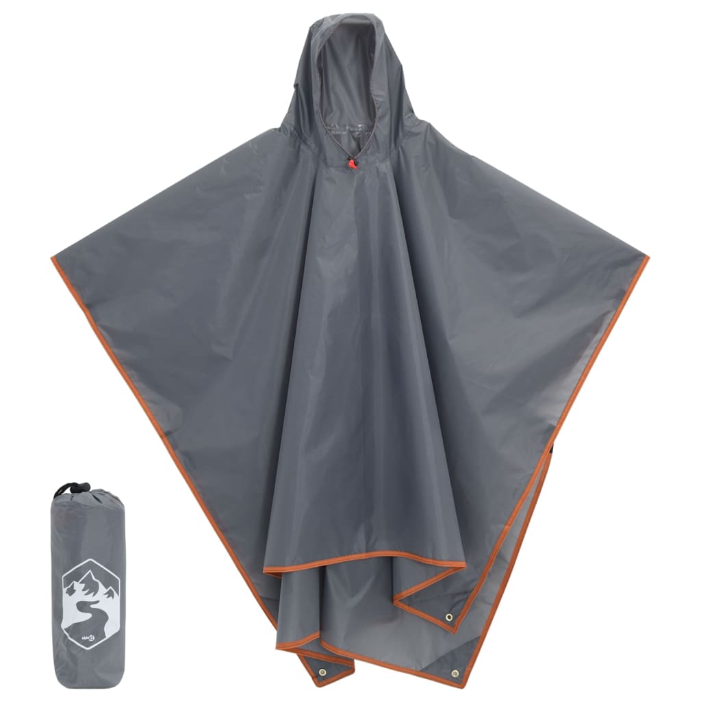 Poncho de chuva com capuz design 2 em 1 223x145cm cinza/laranja