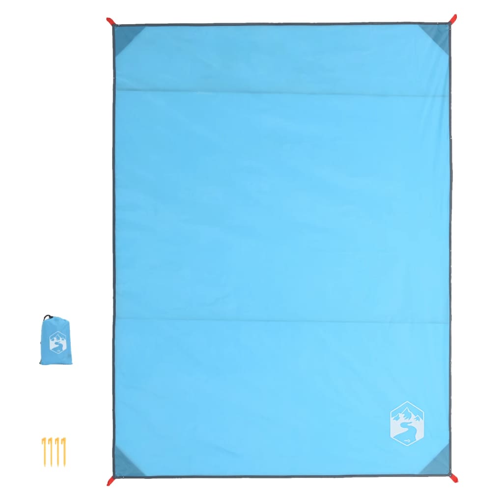 Toalha de piquenique com estacas 205x155 cm azul