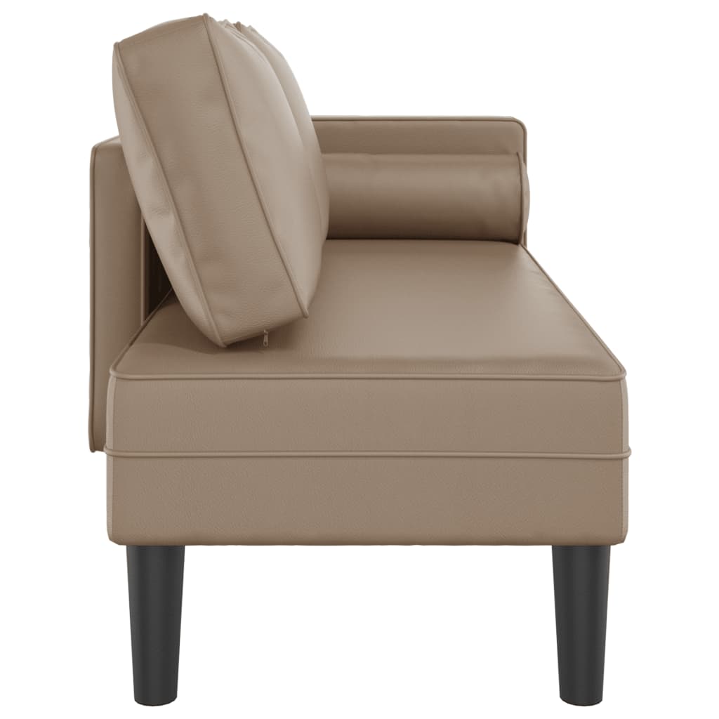 Chaise longue com almofadões couro artificial cor cappuccino