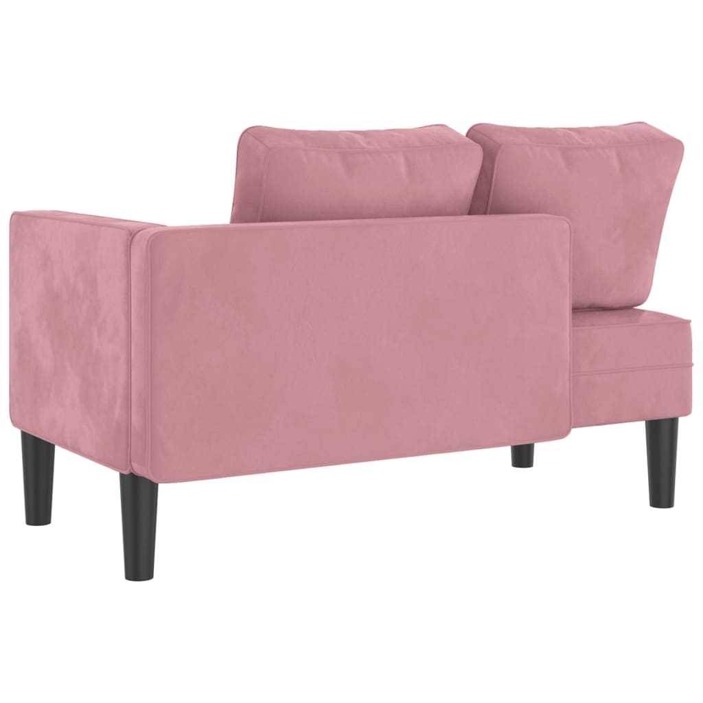 Chaise longue com almofadões veludo rosa