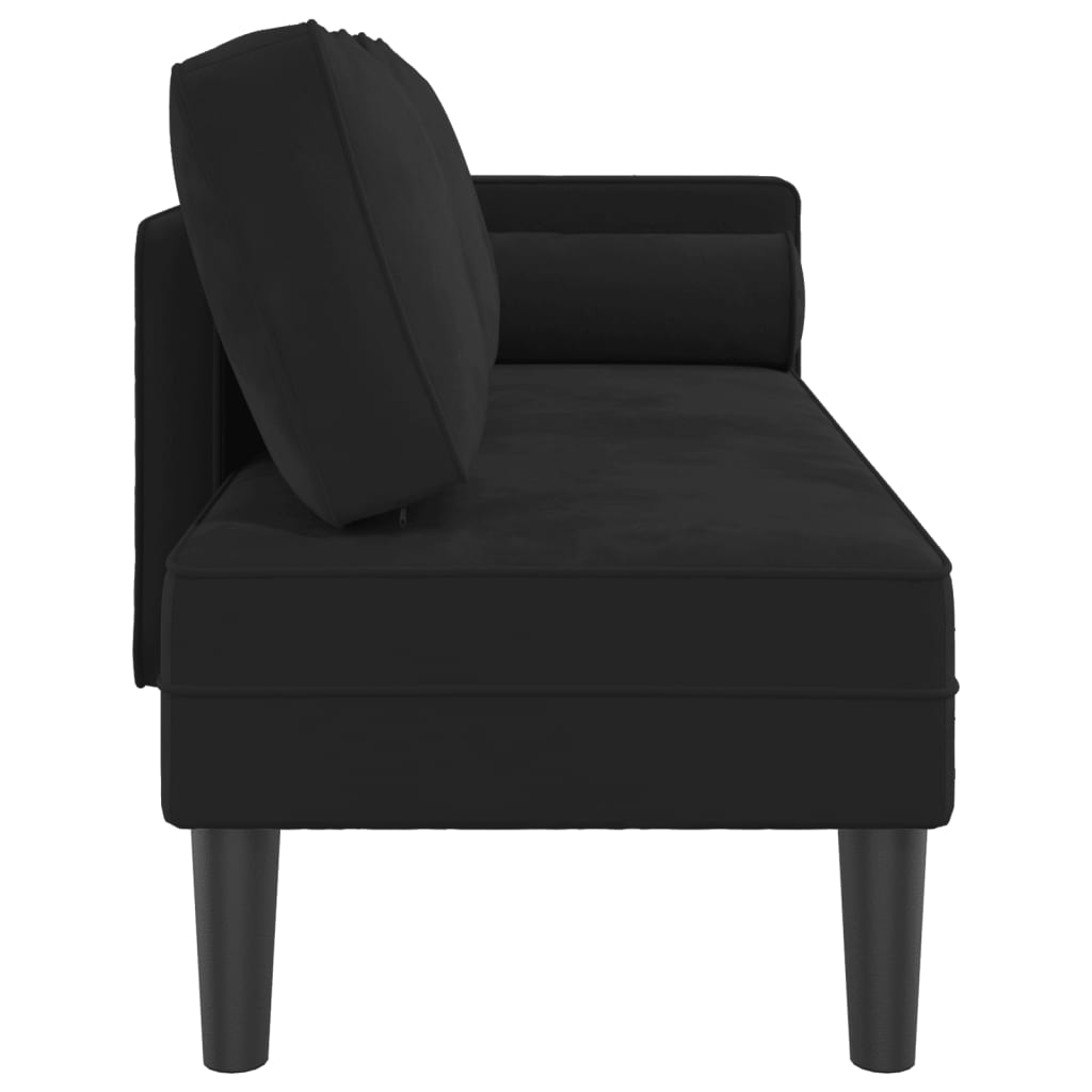 Chaise lounge com almofadões veludo preto