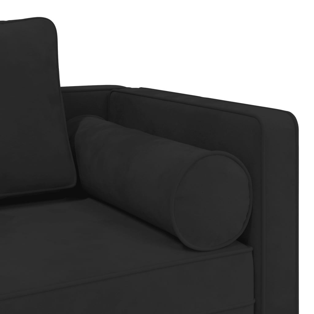 Chaise lounge com almofadões veludo preto