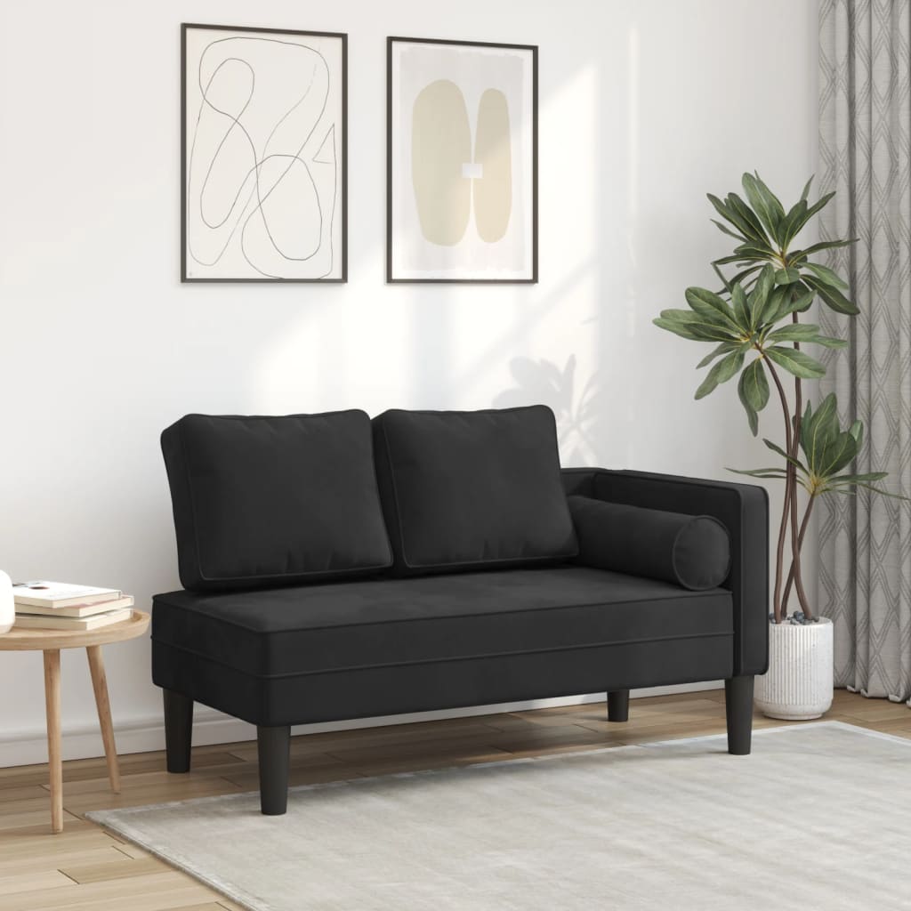 Chaise lounge com almofadões veludo preto