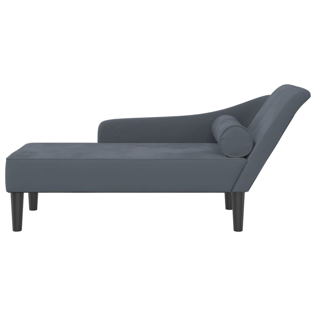 Chaise lounge com almofadões veludo cinzento-escuro