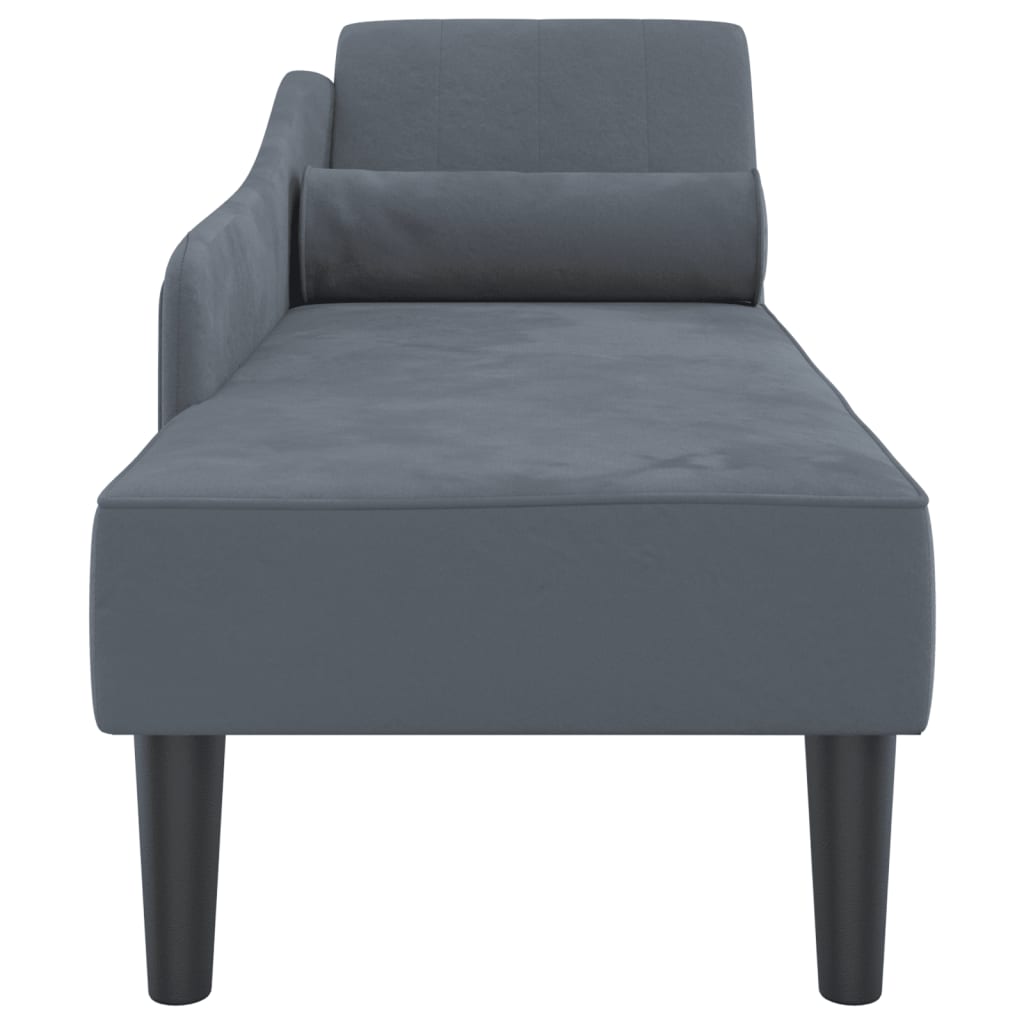 Chaise lounge com almofadões veludo cinzento-escuro