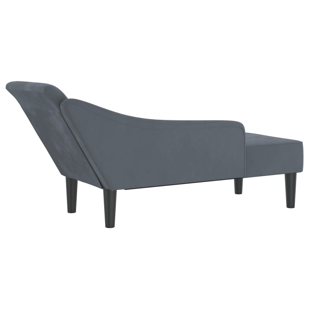 Chaise lounge com almofadões veludo cinzento-escuro