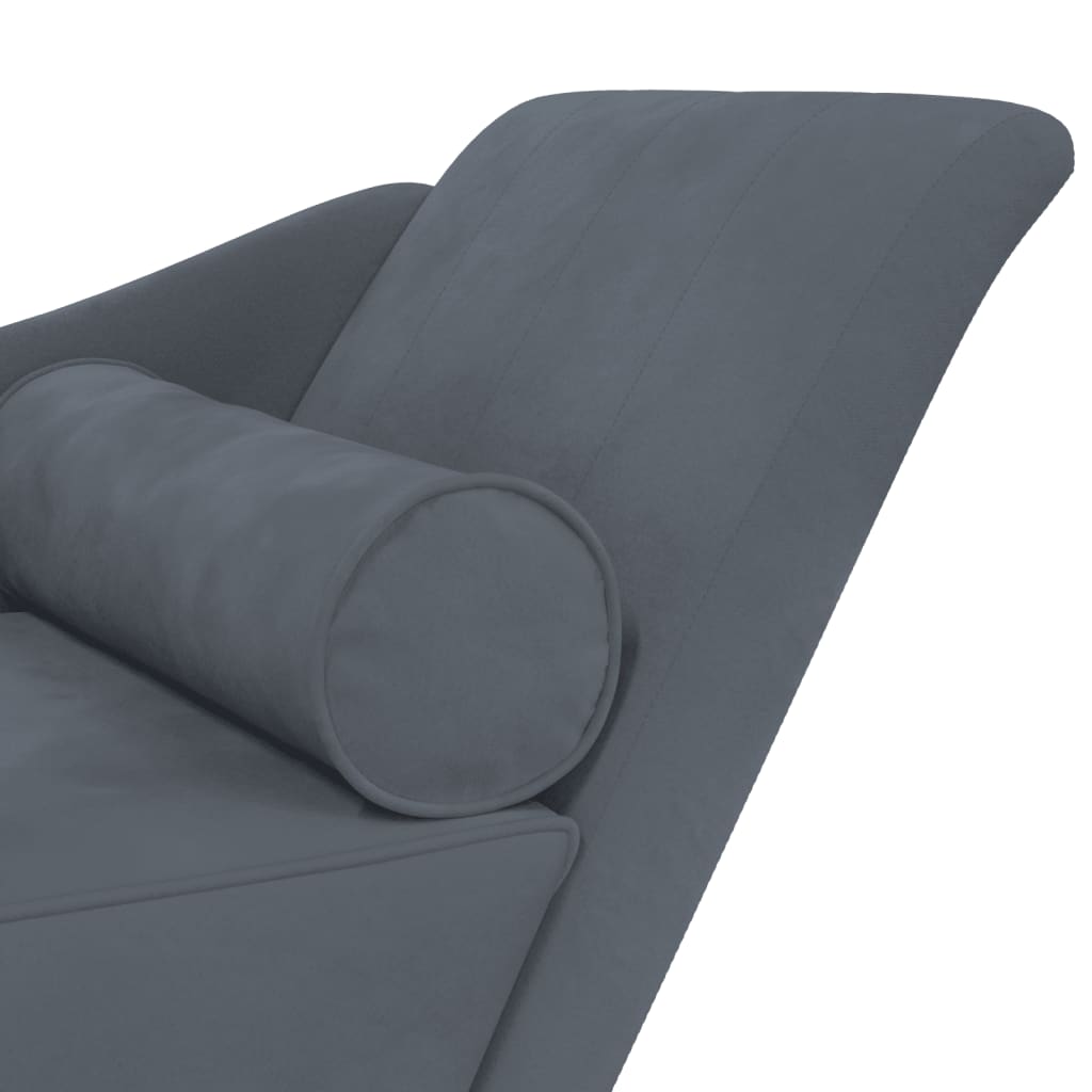 Chaise lounge com almofadões veludo cinzento-escuro