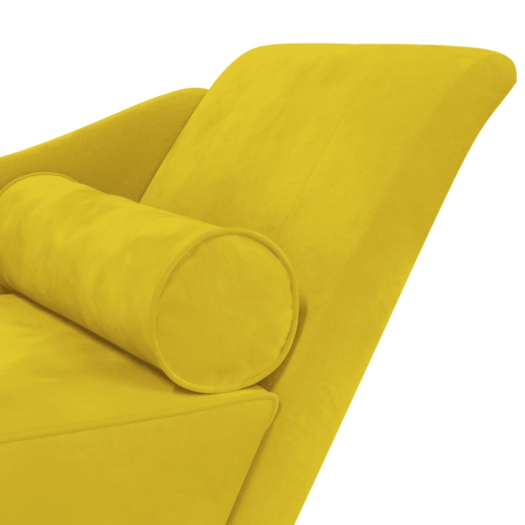 Chaise longue com almofadões veludo amarelo