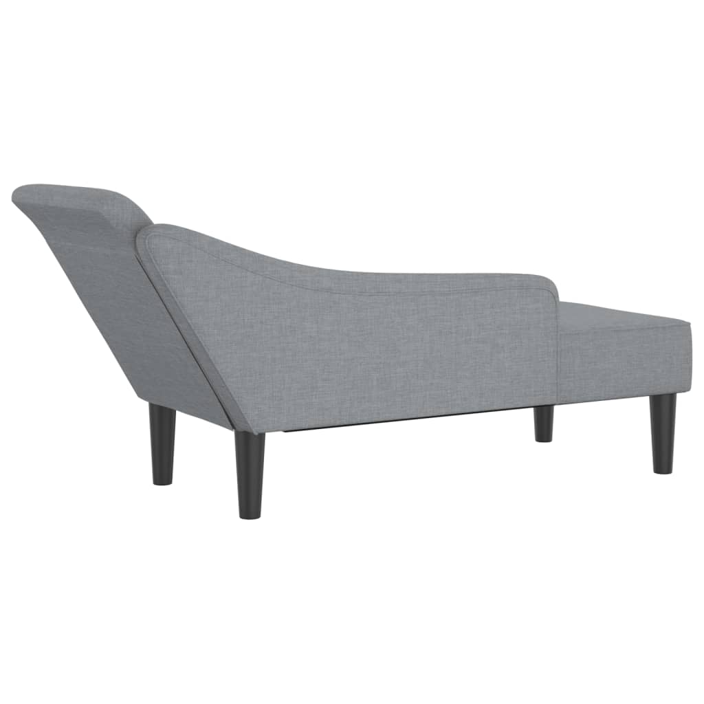 Chaise lounge com almofadões tecido cinzento-claro