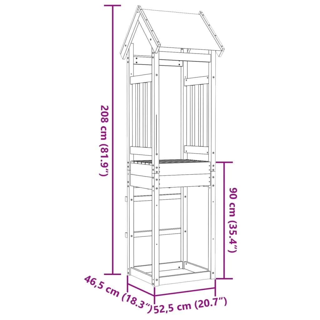 Torre de brincar 52,5x46,5x208 cm abeto-de-douglas maciço