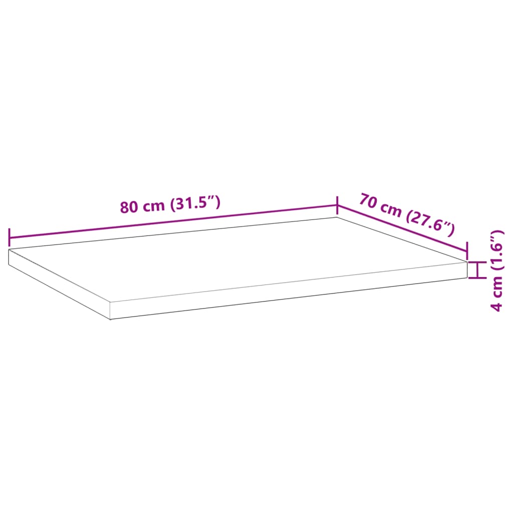 Tampo de secretária 80x70x4 cm acácia maciça não tratada