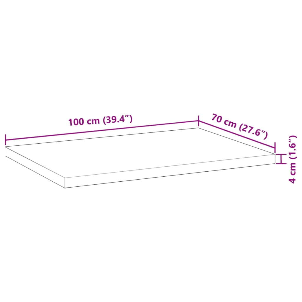 Tampo de secretária 100x70x4 cm acácia maciça não tratada