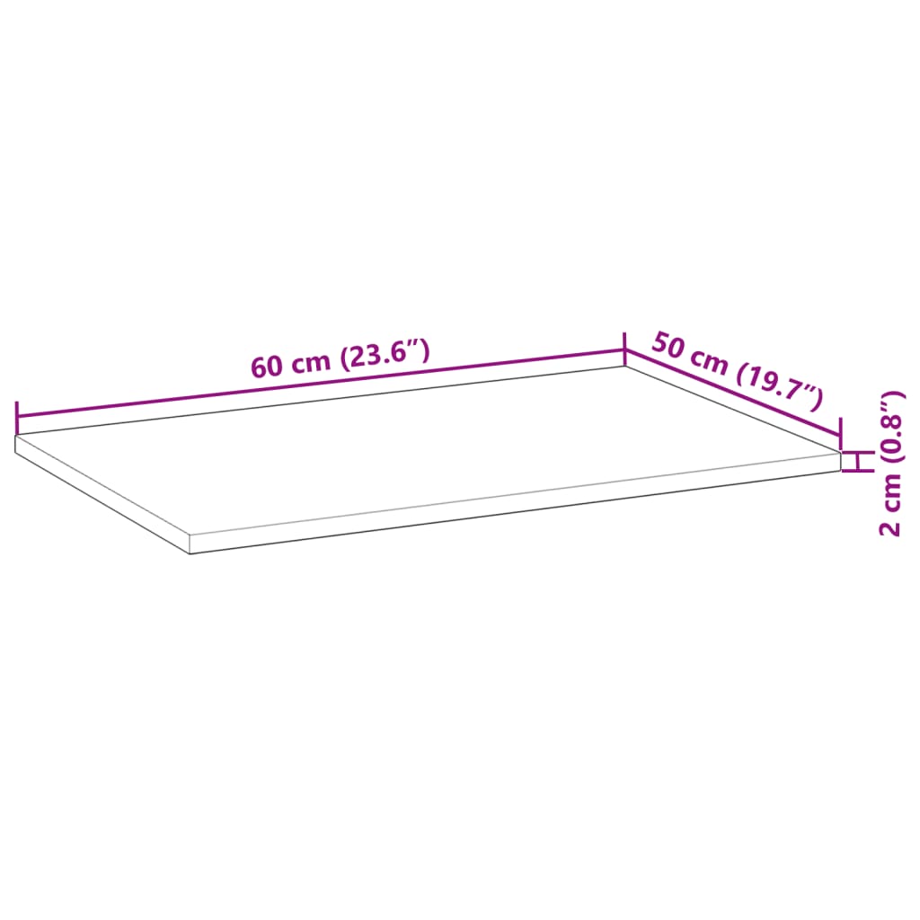 Tampo de secretária 60x50x2 cm acácia maciça acabamento a óleo