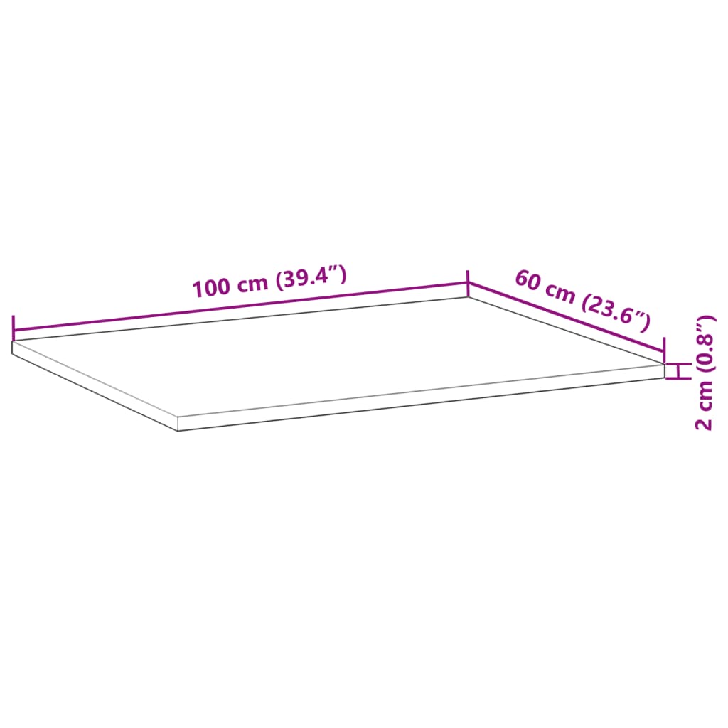 Tampo de secretária 100x60x2 cm acácia maciça acabamento a óleo