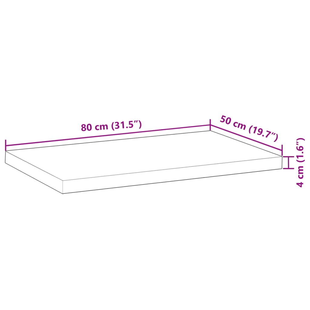 Tampo de secretária 80x50x4 cm acácia maciça acabamento a óleo