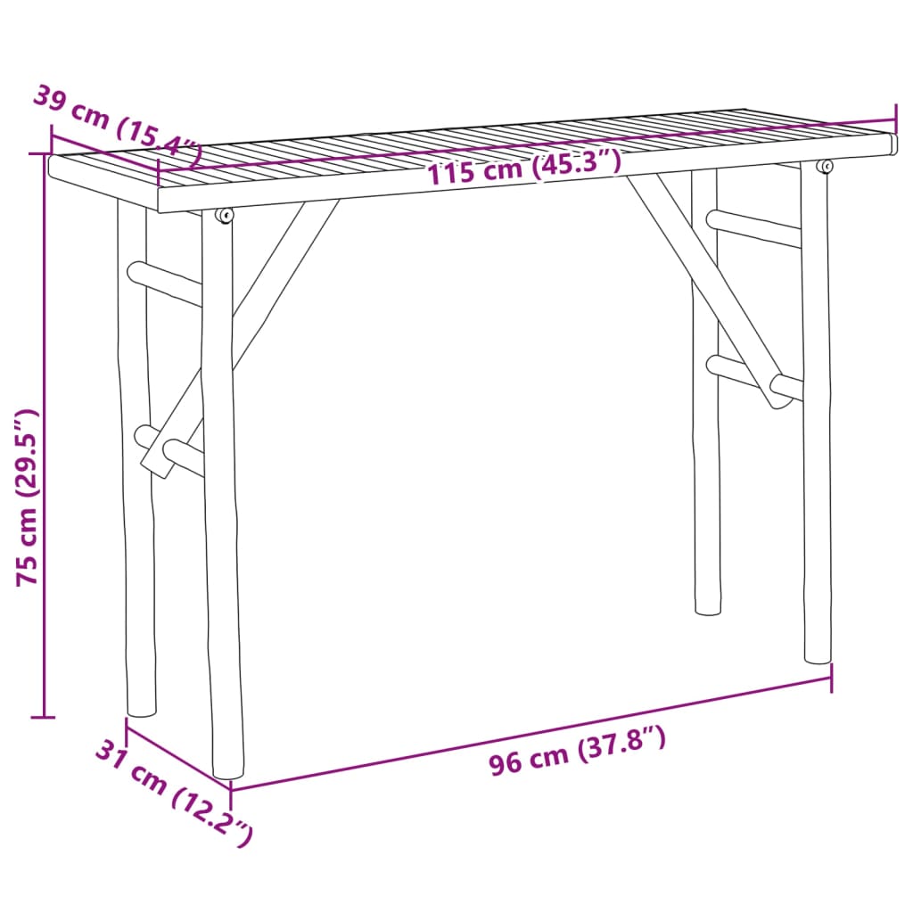 Mesa consola 115x39x75 cm bambu