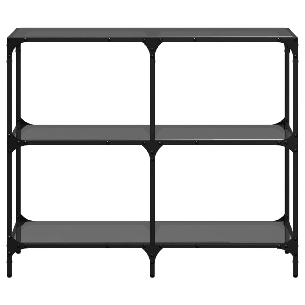 Mesa consola com tampo em vidro preto 98x30x81 cm aço