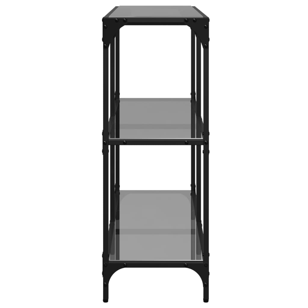 Mesa consola com tampo em vidro preto 98x30x81 cm aço