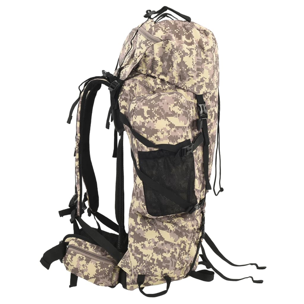 Mochila para caminhadas 60 L tecido oxford camuflagem castanha