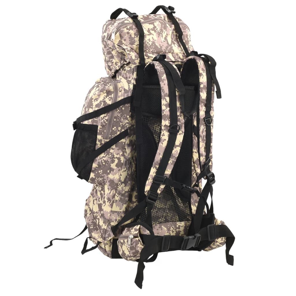 Mochila para caminhadas 60 L tecido oxford camuflagem castanha