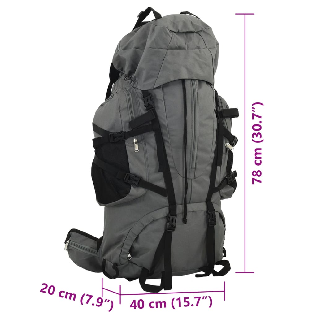 Mochila para caminhadas 80 L tecido oxford cinzento