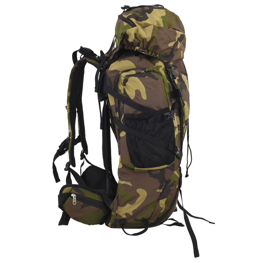 Mochila para caminhadas 80 L tecido oxford camuflagem verde