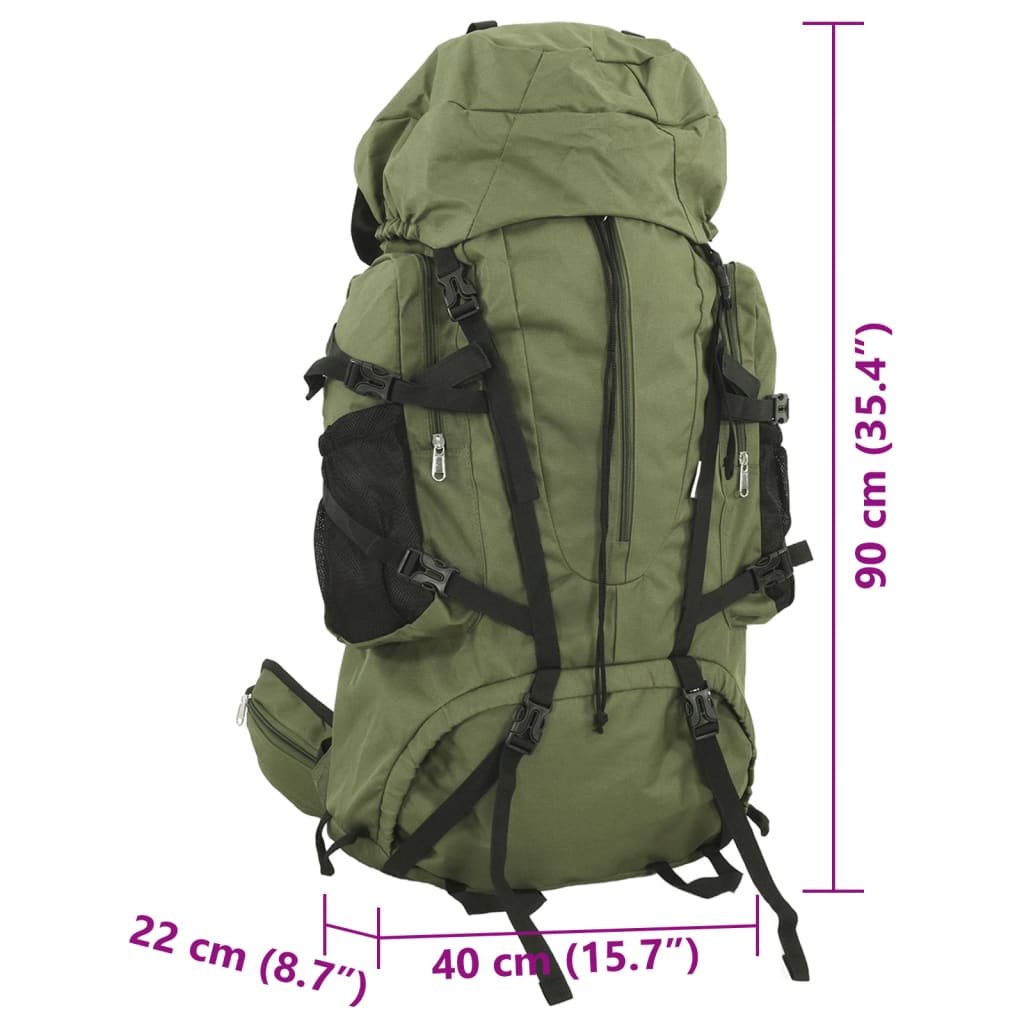 Mochila para caminhadas 100 L tecido oxford verde-tropa