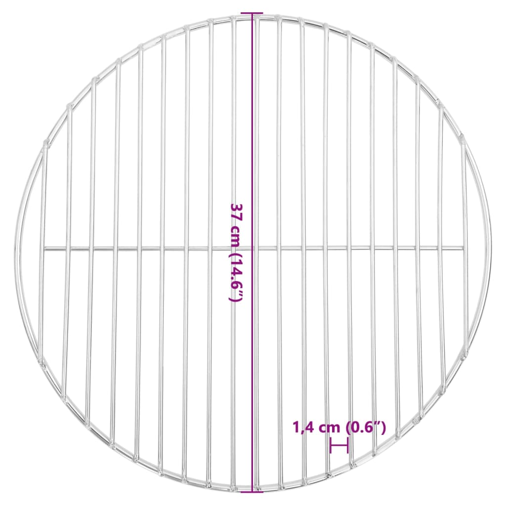 Grelha para churrasco redonda Ø37 cm aço inoxidável 304