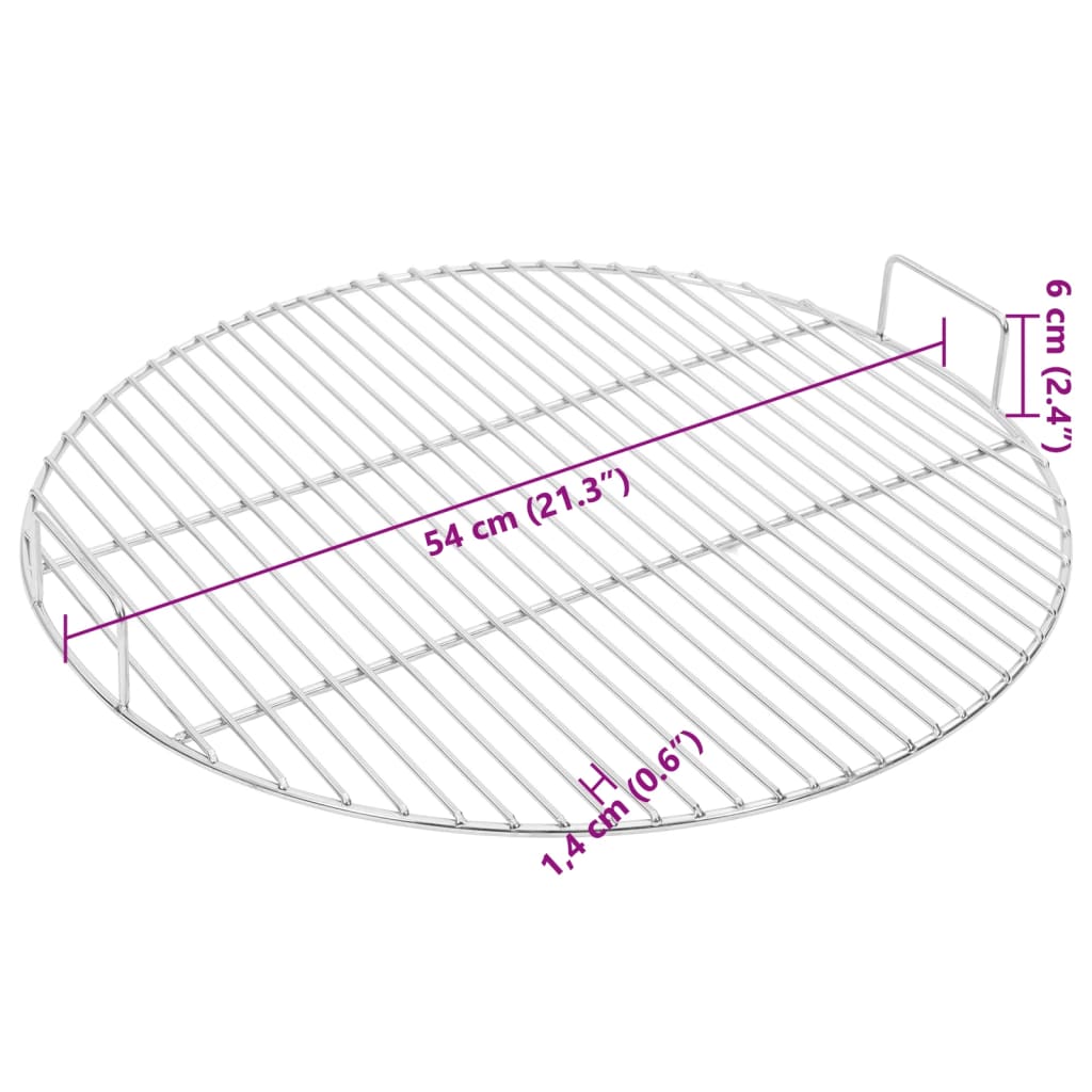 Grelha p/ churrasco redonda c/ pegas Ø54 cm aço inoxidável 304