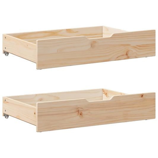 Gavetas para cama com rodas 2 pcs 85x55x16 cm pinho maciço