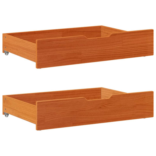 Gavetas para cama 2 pcs 80x55x16 cm pinho maciço castanho-mel