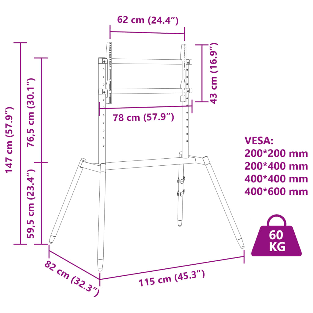 Suporte TV cavalete p/ ecrãs de 37-86" Max VESA 400x600mm 60kg