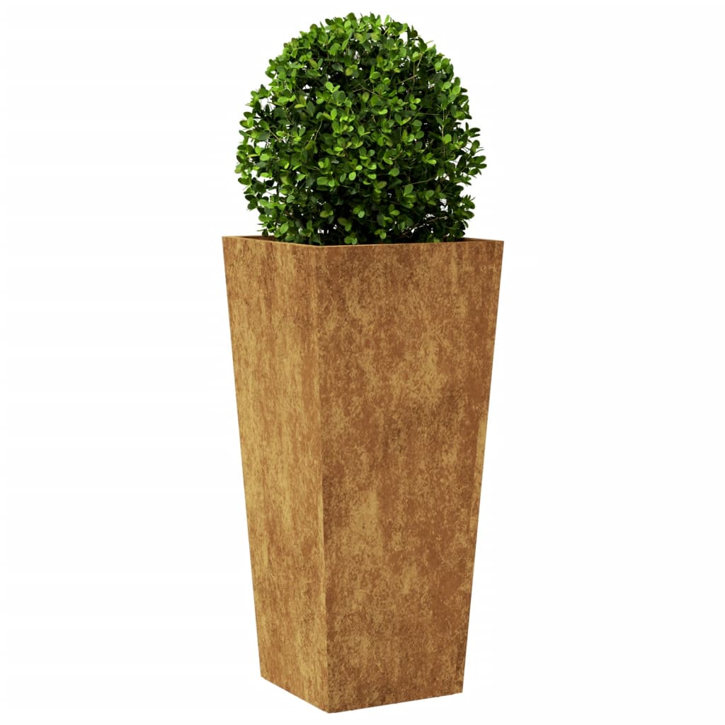 Vaso/floreira de jardim 2 pcs 35x35x75 cm aço corten