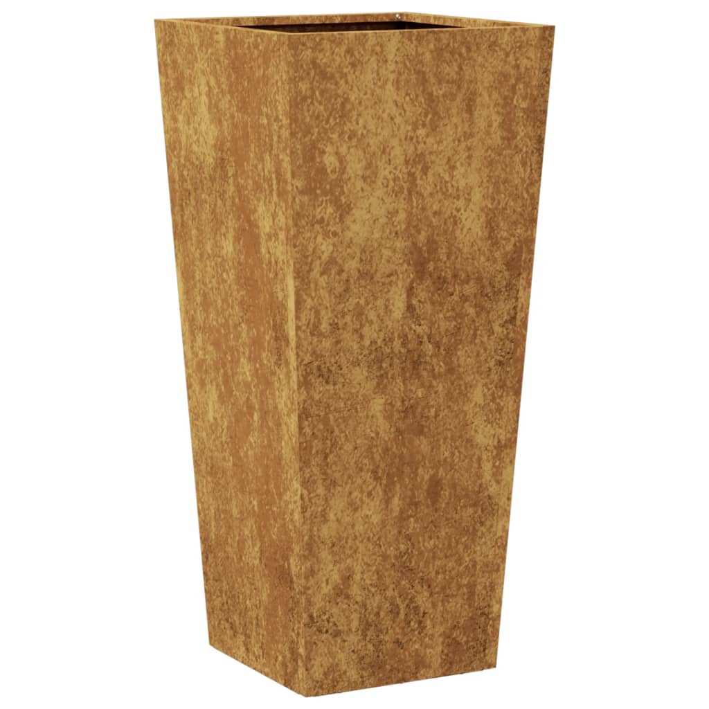 Vaso/floreira de jardim 2 pcs 35x35x75 cm aço corten