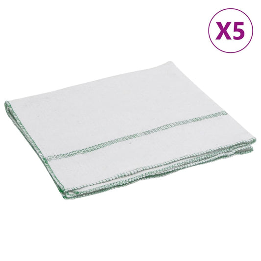 Panos para o chão 5 pcs 50x60 cm branco com riscas verdes