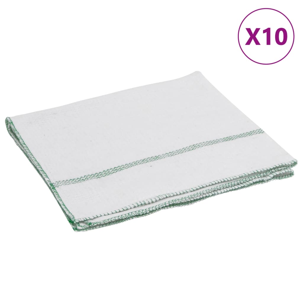 Panos para o chão 10 pcs 50x60 cm branco com riscas verdes