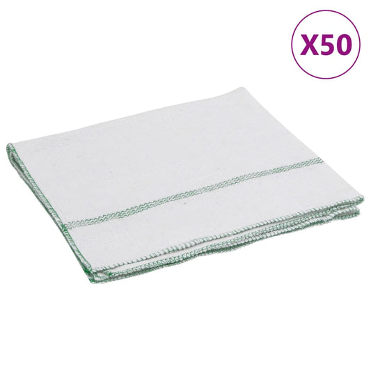 Panos para o chão 50 pcs 50x60 cm branco com riscas verdes